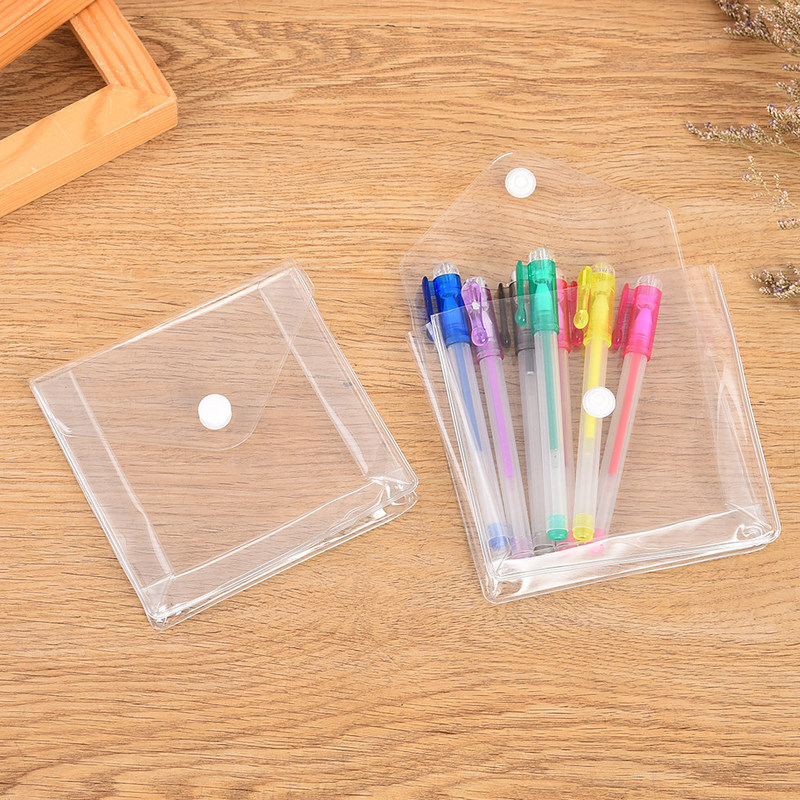 Clear Pvc Plastic Bag With Snap Button Gift Little Pouch Standing Cosmetic