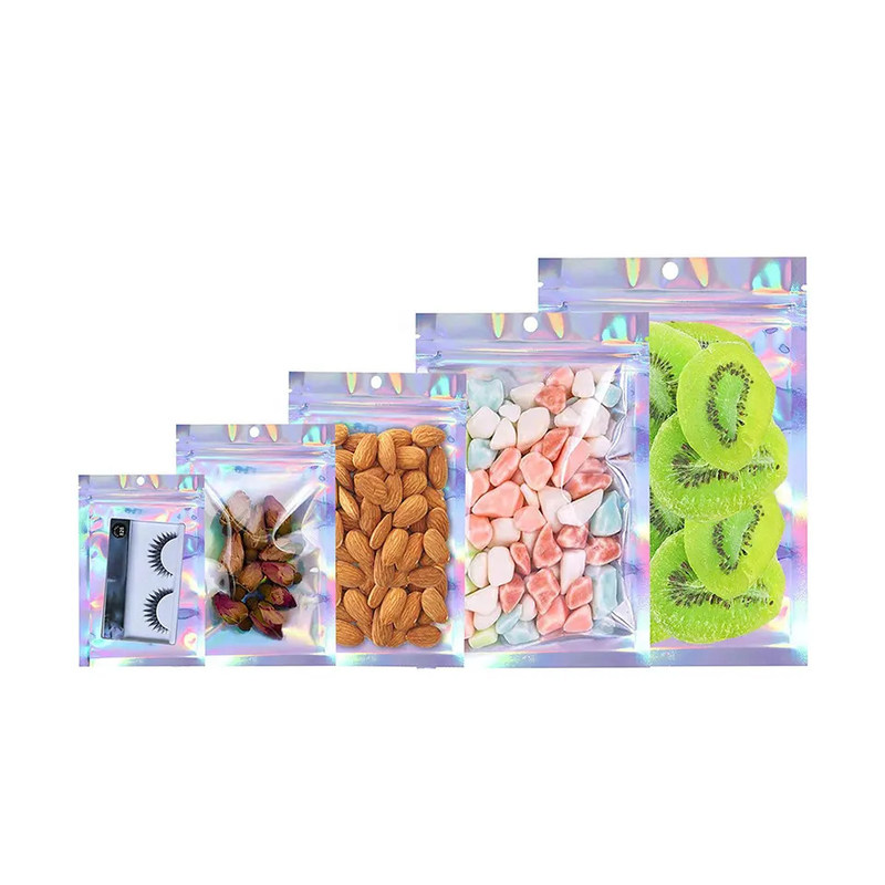 Cosmetic Plastic Holographic Bags Packaging Holographic Laser Bag Lock