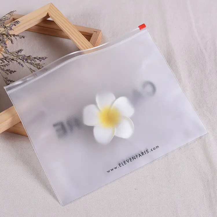 Custom Logo Frosted Matte Pvc zipper Bags Clear Pouch Cosmetic Clothing Packaging