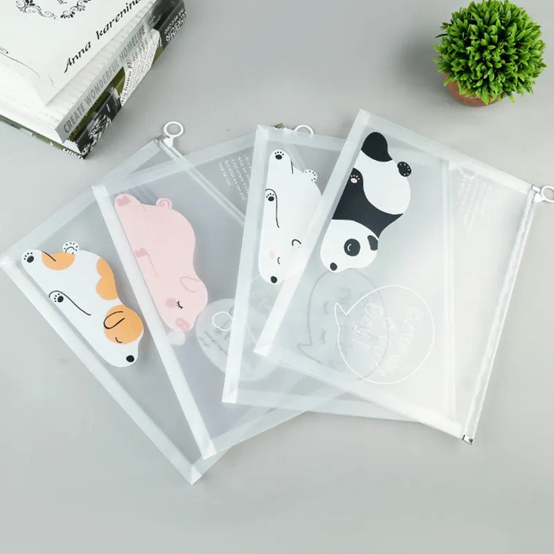 Document PVC Pencil Pouch A5 Packaging Waterproof Plastic Zipper Vinyl Stationery Bag