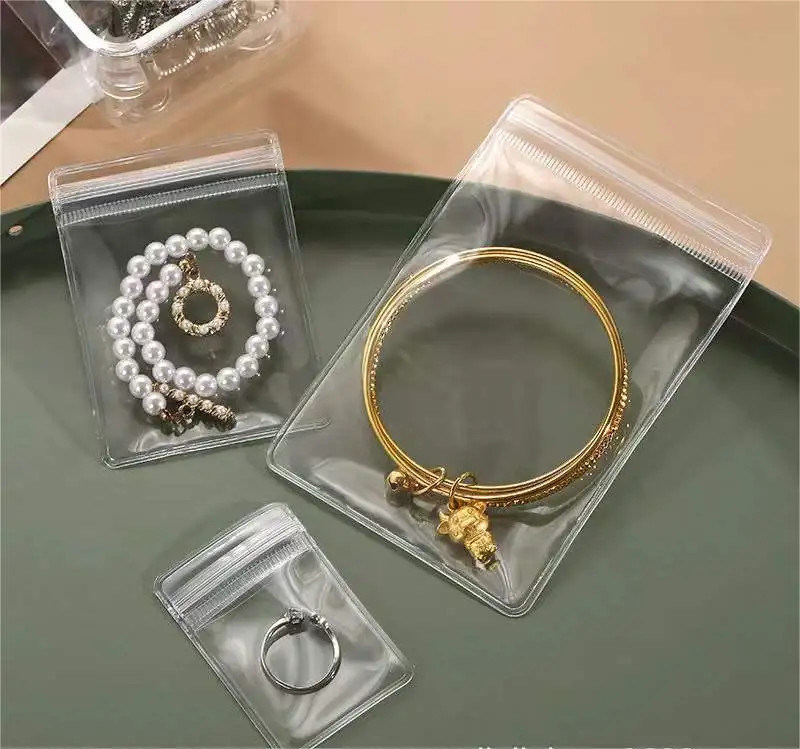 Gift Clear PVC Packaging Bag For Business With Zipper Self Sealing Zip Lock Ring Earrings