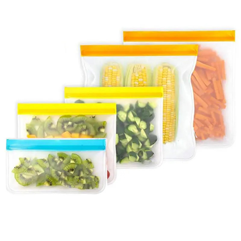 Large PEVA Bag Stand Up Snack Food Ziploc Reusable Silicone Gallon Freezer Bags