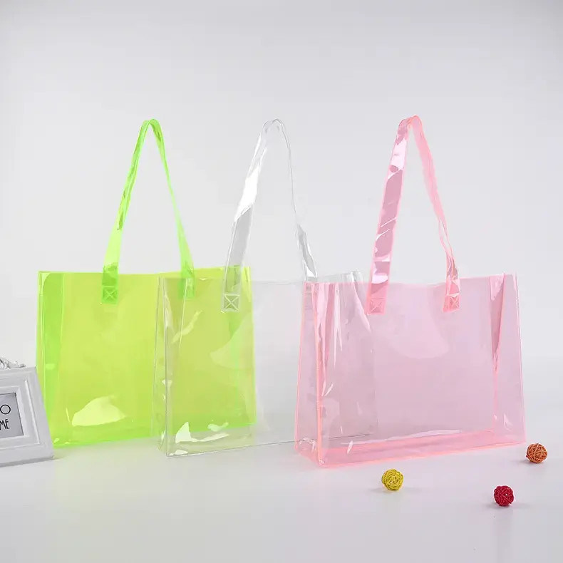 Pink Orange Clear PVC Tote Bag Yellow Clear Mini Tote