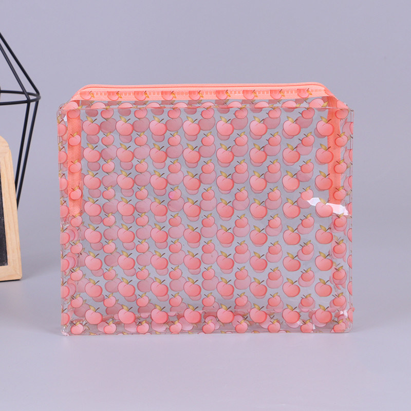 Pink PVC Cosmetic Bag Pouch Zip Around Makeup Bag Waterproof