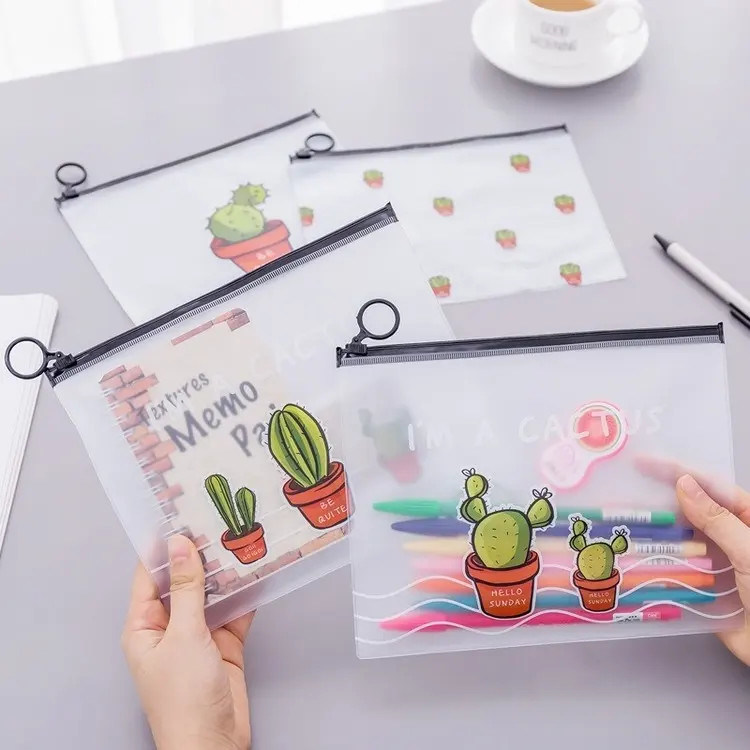 Pvc Flat Cute Clear Pencil Pouch Case Transparent Stationery Pouch