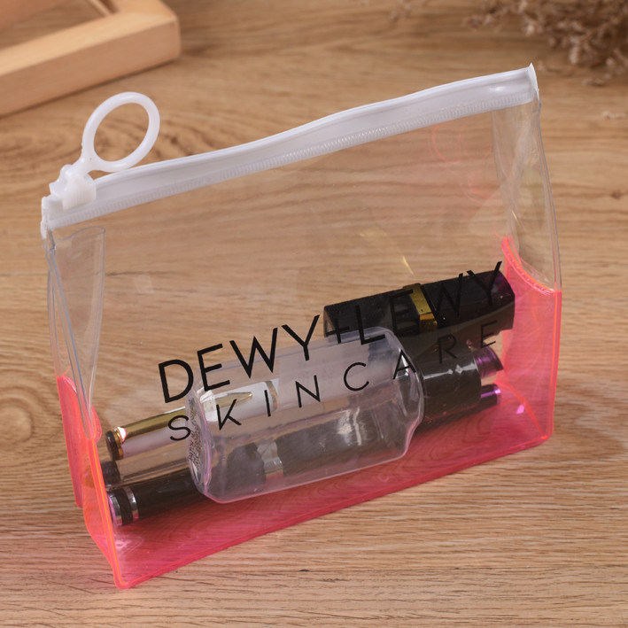 Soft PVC Cosmetic Bag Bulk Waterproof Custom Pouch Zip Top Makeup Bag Closure
