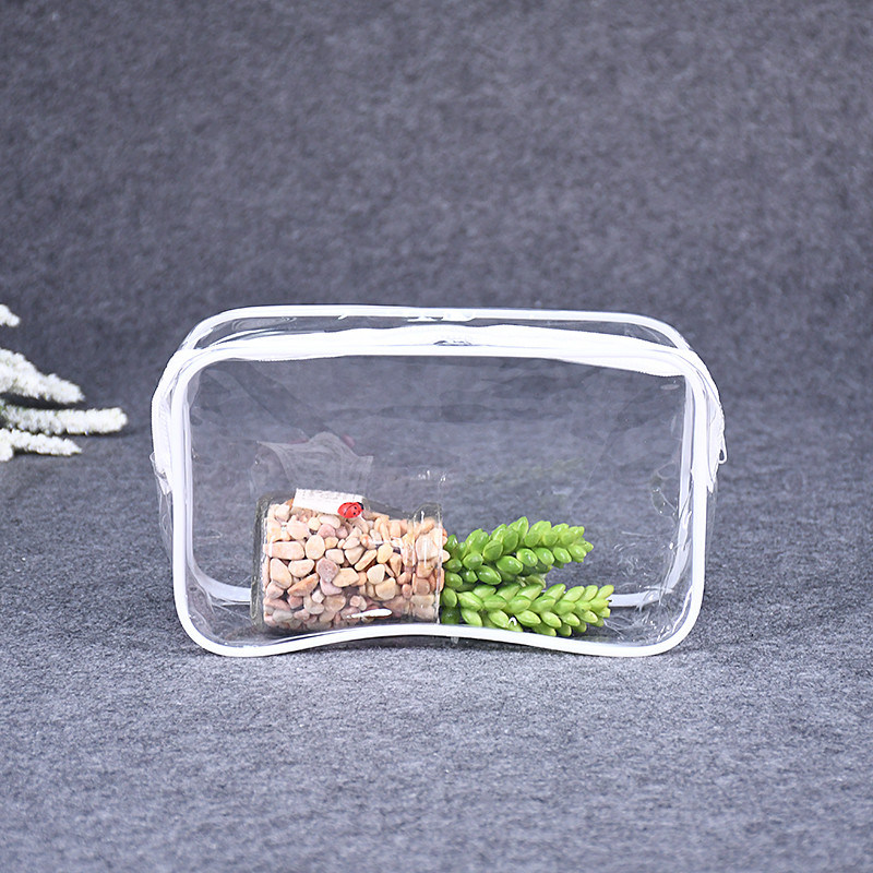 Square Clear Red PVC Cosmetic Bag Set Transparent Colorful