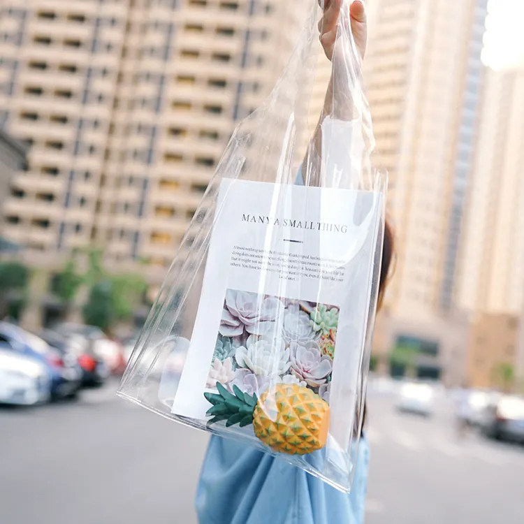 Transparent Clear PVC Tote Bag Clear Purse For School Stadium Concerts Plastic Purse