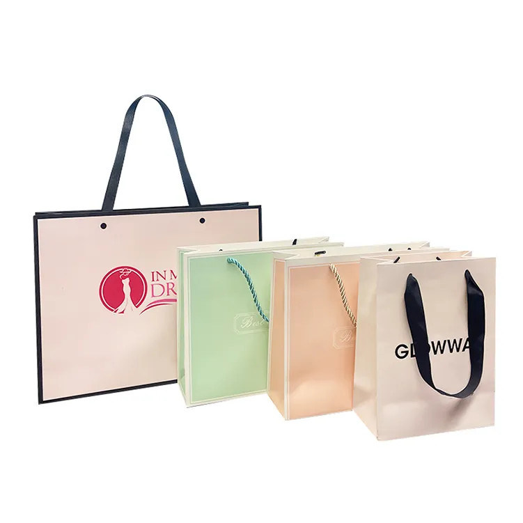 Washable Paper Tote Bag Making Design Customized Logo Printed Brown Handle