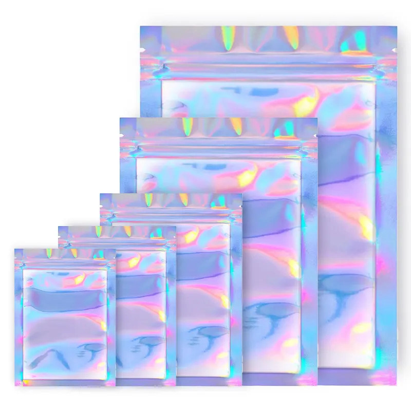 Zipper Holographic Pvc Bag Travel Food Transparent Mylar Packaging